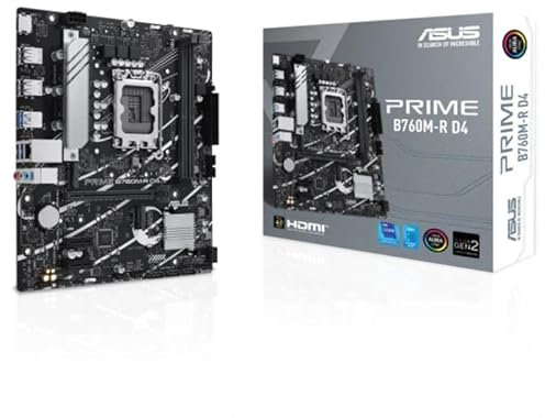 mATX 1700 Motherboard, Prime B760M-R D4, DDR4 Support, PCIe 5.0, Ideal for Building High Performance and Gaming PCs.