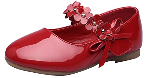 Generisch Mädchen-Kleiderschuhe Mädchen Mary Jane Flache Schuhe Prinzessinnen Schuhe Ballerinas Flache Party-Schulschuhe mit Schleife für Kleinkinder/kleine Kinder/große Kinder