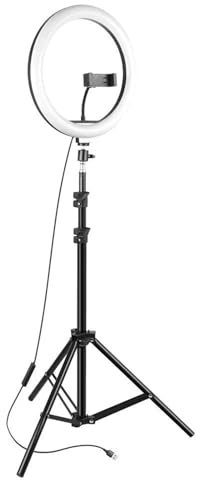 Ring Light with Tripod Stand & Phone Holder Tall 2m, 12/14 inch LED Ringlight Selfie Cicle Light Desk with Phone Clip for Camera, Video, Makeup, YouTube, TikTok (12 in)
