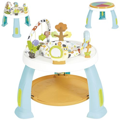 Olmitos - Centro de Actividades 2 en 1 para bebé con Saltador CROK - Mesa de Juegos y Juguetes Desmontables | Asiento Giratorio 360º y Plataforma Ajustable (Animals)