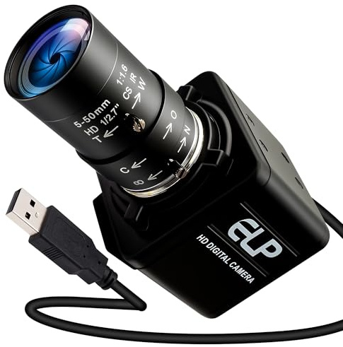 IFWATER Global Shutter 90fps USB Camera 10X 5-50mm Varifocal Lens High Speed UVC Webcam, Golf Swing&3D Printer Machine Industrial Vision Camera, Plug and Play for Laptop, Android and Raspberry Pi