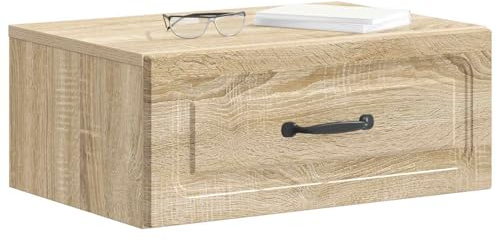 vidaXL Wandmontierter Nachttisch Sonoma-Eiche 49 x 34,5 x 20 cm, Moderne rechteckige Nachttischlampe, praktischer Tisch mit viel Stauraum, kompakt für stylische Ordnung