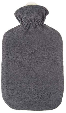 2 L Wärmflasche mit Konturbezug aus Fleece, Wärmeflasche, Wärmetherapie, grau