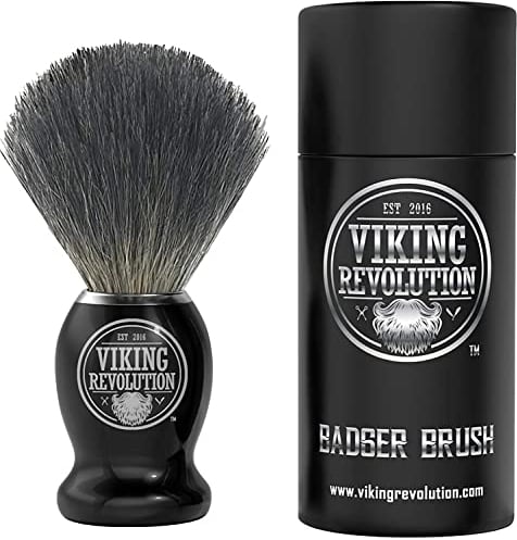 Viking Revolution Blaireau Rasage Homme - Blaireau de Rasage Humide avec Crème & Savon de Rasage - Idéal pour Utiliser avec un Rasoir de Sûreté, un Rasoir à Double lame ou avec Coupe-chou