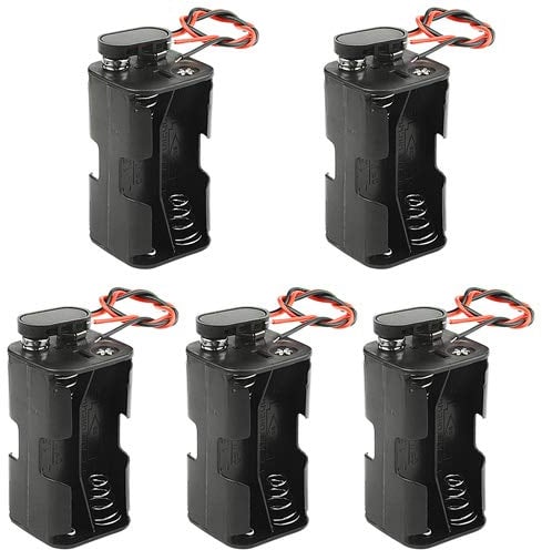 WMYCONGCONG 5 Pack 4 x 1.5V AA Battery Holder with Standard Snap Connector and Hard Plastic Housing I Type Wire (4AA)