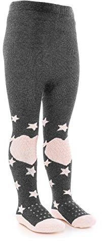 LaLoona Baby Krabbelstrumpfhose mit ABS Sohle - elastische Kinderstrumpfhose mit Anti Rutsch Noppen - OEKO-TEX® Standard 100 geprüft - Sterne/Rosa - 74-80
