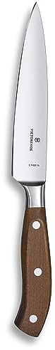 Victorinox Grand Maître, Couteau à trancher professionnel, Lame extra-tranchante, tranchant droit, 15 cm, Manche en bois noble, Acier inoxydable, brun