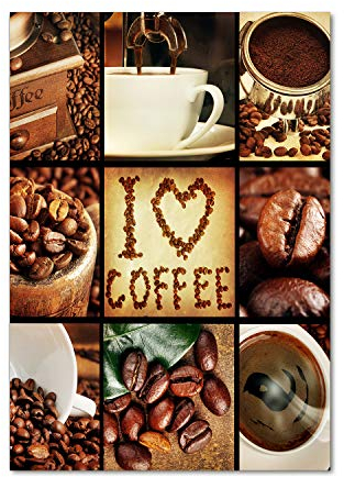 Tulup Glas-Bild Wandbild aus Glas - Wandkunst - Wandbild hinter gehärtetem Sicherheitsglas - Dekorative Wand für Küche & Wohnzimmer 70x100 - Sprüche - Kaffee-Collage - Braun