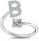 Bungsa B Ring Buchstabe - BUCHSTABEN RING silber mit Kristallen - biegbarer Fingerring/Zehenring Toering für Damen, Kinder & Herren