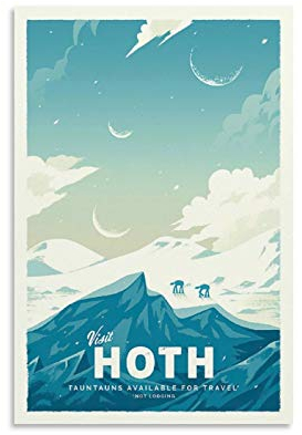 HUAIREN Hoth – Star Wars Minimalistisches Anime-Retro-Reise-Poster, Kunstdruck auf Leinwand, Wandkunst für Raumdekoration, Familienschlafzimmer, Badezimmer, ästhetisches Poster 50 x 75 cm