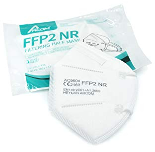 Arcom Medizinische Atemschutzmaske FFP2 NR, CE2163-zertifiziert, 5-lagig, mit einer bakteriellen Filterleistung (BFE) von > 95% Versand aus Deutschland! (10)
