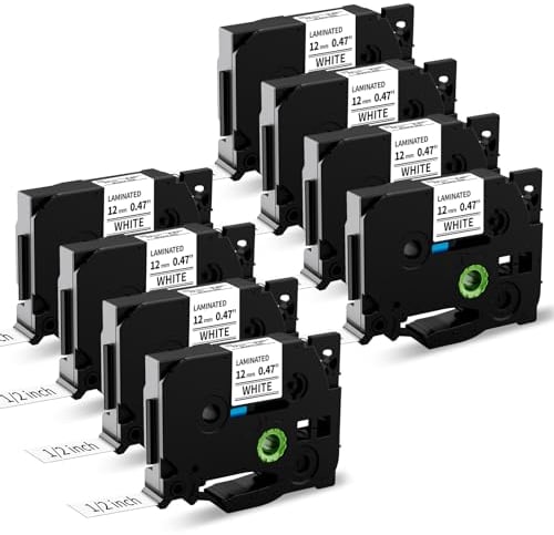 8x MarkField Kompatible Schriftband Ersatz für Brother P-touch TZe-231 TZ 12mm x 8m Etikettenband für PT-D200 D400 E110 1000 1005 1010 1080 H101C H105 H107 H108 Cube, Schwarz auf Weiß