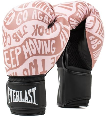 Everlast Spark 14oz Boxhandschuhe, Roségold Kunstleder-Handschuhe für Sandsack, Pratzen & Fitness, Klettverschluss, ergonomischer Daumen & Formschaum – Original Everlast Ausrüstung