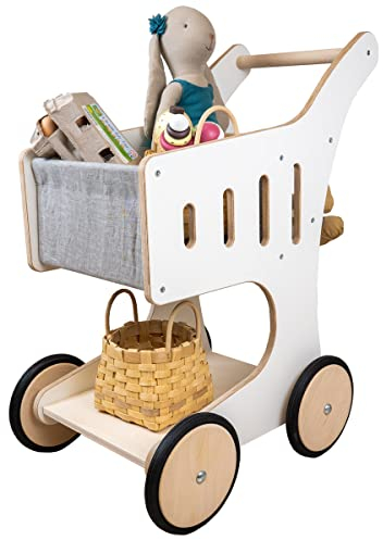 Meppi Einkaufswagen Lollipop aus Holz für Kaufladen - Kinderkaufladen Zubehör (Koala - grau)