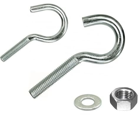 Metrische Schraubhaken inkl. Muttern + Scheiben, Gewinde M4-M8, Stahl verzinkt (5, M8 x 70 mm)