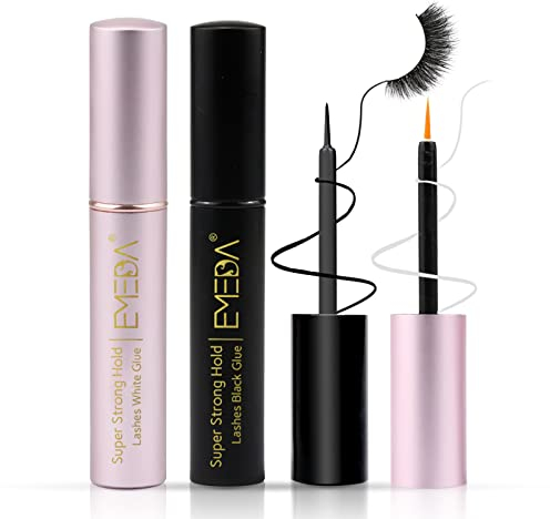 EMEDA Falsche Wimpern Klebe Superstarker Halt Klar Schwarzer Kleber Professioneller Latexfreier Wimpernkleber Wasserfester Wimpernkleber Bester Schwarzer Weißer Streifen Wimpernkleber