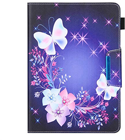 Xkladz Custodia per Tablet 9-11 Pollici Universale Cover a Libro per Samsung Tab 9.6/10.1/10.5, iPad 9.7-11, Lenovo Dragon Touch 10, Fire HD 10, Huawei 10.1-10.8 - Due Farfalle