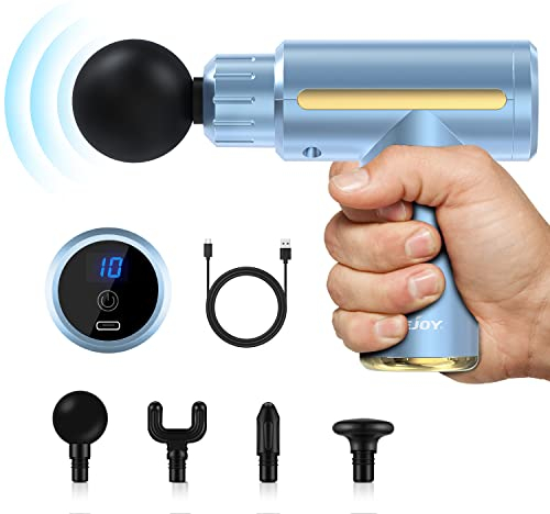 Sejoy Mini-Massagepistole, Tiefengewebe-Massagepistole, tragbares Percussion-Muskelmassagegerät, ultrakleine und leise Muskelmassagepistole, USB-Aufladung, für Zuhause, Fitnessstudio, Outdoor (blau)