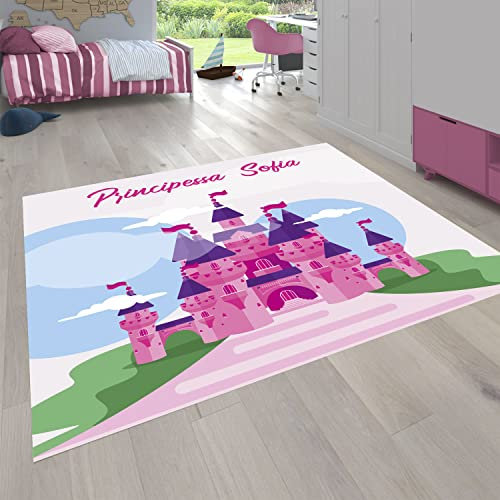 MATEN Teppich Kinder personalisiert für Kinderzimmer und Spielplätze, rutschfeste PVC-Spielmatte mit Aufdruck, mit Wunschnamen und -Design, hergestellt in Italien