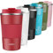 eeQiu Taza de Viaje aislada para café con 18oz/510ml Tapa a Prueba de Fugas, 100% Taza de Acero Inoxidable a Prueba de Fugas para automóvil para café frío y Caliente, Leche y té (Rojo)
