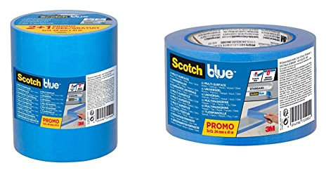 ScotchBlue Lot de 3 rouleaux de ruban de masquage multi-surfaces 2090 EMEA 48 mm x 41 m Bleu & Lot de 3 rouleaux de ruban de masquage Premium Multi-SSurface 2090 EMEA 24 mm x 41 m