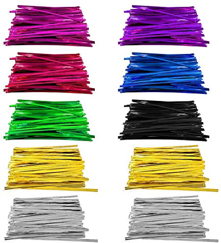 1000 STÜCKE 10 cm Kabelbinder, 8 Farben, versiegelte Kabelbinderverpackung, Metallfliegen, geeignet für Süßigkeitentüten, Partybedarf, Geschenkverpackung