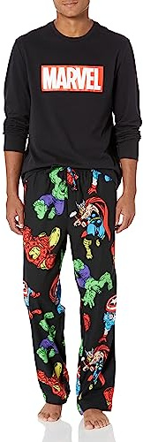 Amazon Essentials Disney | Marvel | Star Wars Set da Notte Pigiama in Flanella Uomo, Marvel Avengers - Mens Flannel, M
