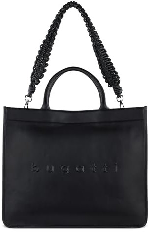 bugatti Daphne Tote Bag Leder, Shopper, 2 abnehmbare Schultergurte, 17 Laptopfach, schwarz