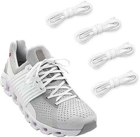 NDTEZUGT 2 Paare Schuhbänder für 5 Gym Schuhe, 6mm Dünne Schnürsenkel, Flache Shoe Laces Ersatz für Sportschuhe (White, 47/120cm)