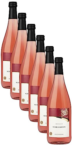 WZG Württemberger Wein Schillerwein QW halbtrocken (6 x 1.0 l) | Fruchtiger Qualitätswein mit lachsrosa Farbe – ideal für Grillabende und gesellige Sommerrunden