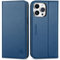SHIELDON Hülle für iPhone 15 Pro Max, Schutzhülle [Rindsleder] [Schützt vor Stoß] [Standfunktion] [Kartenfach], TPU Magnetische Klappbare Handyhülle Kompatibel mit iPhone 15 Pro Max 6,7 - Königsblau