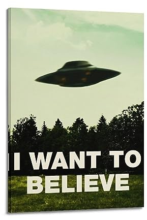 MITIN Vintage UFO Poster X-Files I Want to Believe dekoratives Gemälde Leinwand Wand und Kunstbild Familienschlafzimmer Dekor 60 x 90 cm