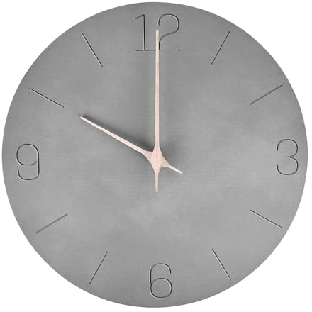 Vegena Holz Wanduhr Ohne Tickgeräusche Lautlos, 30cm Funkuhr Wanduhr Lautlos, Quarz Groß Batterie Betriebene Wanduhr, Küchenuhr Wanduhr, Wanduhr Modern Für Wohnzimmer, Schlafzimmer, Büro (Grau)