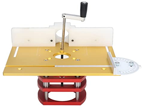 MOTUZP Router-Lift, Router-Lift mit Oberplatte, Holzbearbeitungs-Tischplatte, Router-Lift-Kit für die Holzbearbeitung, Schlitzen, Trimmen, Anfasen der Tischplatte (Gold)