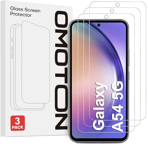 OMOTON für Samsung Galaxy A54 5G Panzer Schutz Glas, kompatibel mit Samsung Galaxy A54 5G Schutzfolie, Einfache Installation, 9H Härte, Anti-Kratzen, Anti-Öl, Anti-Bläschen, 3 Stück