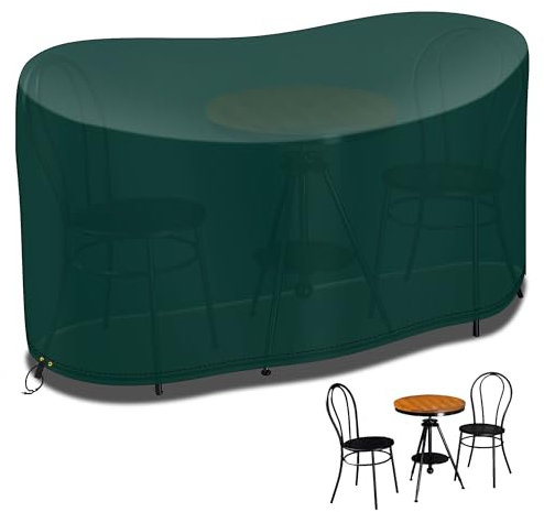 RICHIE Small Bistro Set Cover, 124*63*80cm Waterproof Garden Furniture Set Cover, Polyethylene Outdoor Bistro Table Chair Cover, Windproof Patio Furniture Cover , Anti-UV