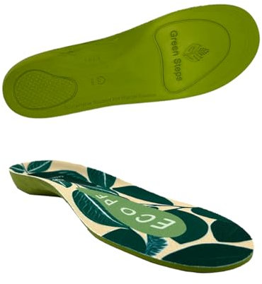 FootActive Green Steps Eco PF Einlegesohle | Pflanzenbasierte Fußgewölbeunterstützung bei Plantarfasziitis und Fersenschmerzen (Größe 43-45, Grün, Unisex, Erwachsene)