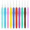 10 Small Crochet Hooks Set, Knitting Needles 0.5mm/0.75mm/1mm/1.25mm/1.5mm/1.75mm/2mm/2.25mm/2.5mm/2.75mm Ergonomic Handle Crochet Hooks for Lacework