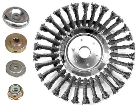 8 Pouces (200 mm) Tête de désherbage en Fil d'acier, Brosse pour débroussailleuses de Jardin, Roue rotative pour Tondeuse à Gazon, désherbage et enlèvement de Rouille (avec vis de Plaque de Pression)