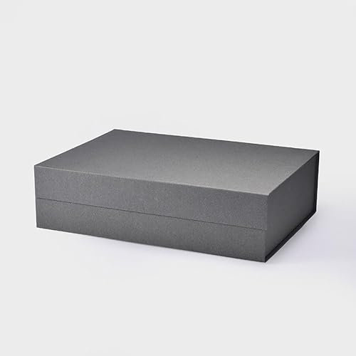 Geoto 44 x 32 x 11 cm, A3, flache Größe, luxuriös, starr, faltbarer Magnetverschluss, zusammenklappbare Geschenkverpackung, Großhandel (grau)