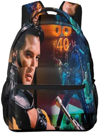 El*Vis Schwarzer Rucksack Pre*Sley Damen Herren Jugend Unisex Tasche Klassischer Logo-Druck Geschenke für Erwachsene Frauen Männer Teenager Jungen Mädchen Fans, Schwarz , One size