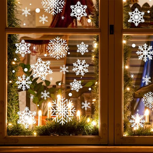 152PCS Weihnachten Fenstersticker, Fensterbilder, Doppelseitige Wiederverwendbare Statisch Haftende PVC Aufkleber, Selbstklebend Rentier Weihnachtsmann Aufkleber für Glasfenster Weihnachten Dekoration