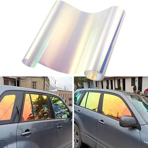 XhuangTech Car Window Tint Film, 75% VLT Chameleon Car Window Tint Film with Mirror Effect Chameleon Golden Green, 80% Heat Insulation Anti-UV Window Film, Car Tint for Side Window (1.38x3M)