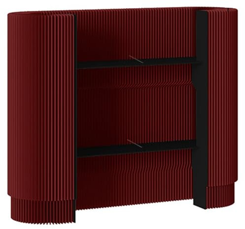 PRMTYUP Rezeption, Kleine Empfangstheke Mit 2 Beweglichen Regalen, Moderne Ovale Kasse, AusstellungsstäNder FüR Rezeptionstheke, FüR Hotellobby BüRo Eines BekleidungsgeschäFts,Rot