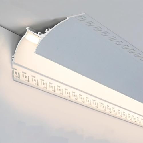 Oracra LED Kanäle Bündig Verputzte LED-Montagekanäle, Kronenleisten für Indirekte Beleuchtung, LED-Aluminium-Kanalprofil für Wall Washer, Fußleistenbeleuchtungsleisten(2.6m(8.5ft))