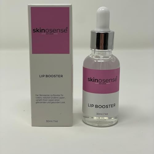 Skinosense® Lip Booster Serum, mildert Lippenlinien für sinnlich volle Lippen, pflanzlich & tierversuchsfrei, intensive Feuchtigkeitspflege für Tag & Nacht, Lip Volumizer mit 5-Minuten-Effekt (30 ml)