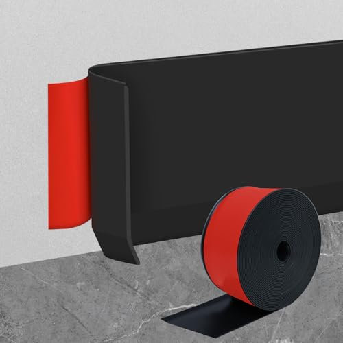 SDLDEER Listón blando autoadhesivo, 10 cm x 6 m, PVC flexible, zócalos, adecuado para cocina y baño, color negro