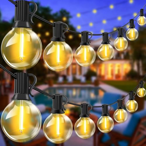 LED Lichterkette Außen - 60M Outdoor Lichterkette Strom 78+2 LED Glühbirnen Wetterfest IP44 Wasserdicht Balkon Lichterketten Innen Aussen Lichterketten für Terrasse Garten Hochzeiten Partys (60M 78+2)