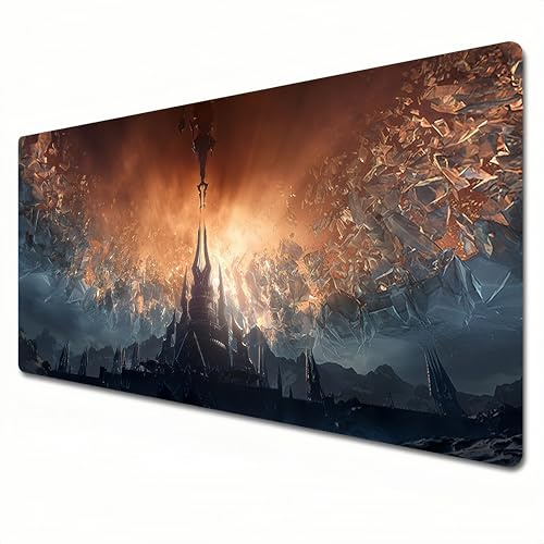 XIAQIQIFFF World of Warcraft Tapis de souris XXL jaune grande taille 900 x 400 bords cousus pour le bureau et la maison.