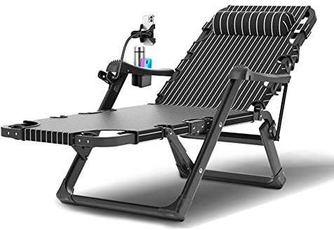 SZITW Liegestuhl für draußen, Chaiselongue, 2-in-1, Klappbett, 5-Fach verstellbare Terrassenstühle, Verstellbarer Liegestuhl für Terrasse und Rasen, Liegestuhl für drinnen, für Pool, Camping, Stra